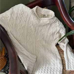 L.L. Bean Classic Cable Knit Sweater in Cream